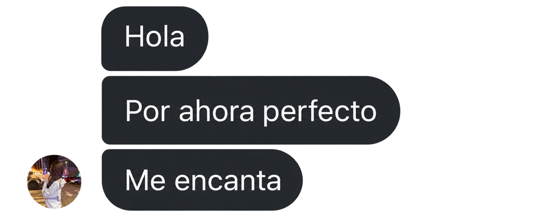 Mensaje de una clienta satisfecha con sus pestañas