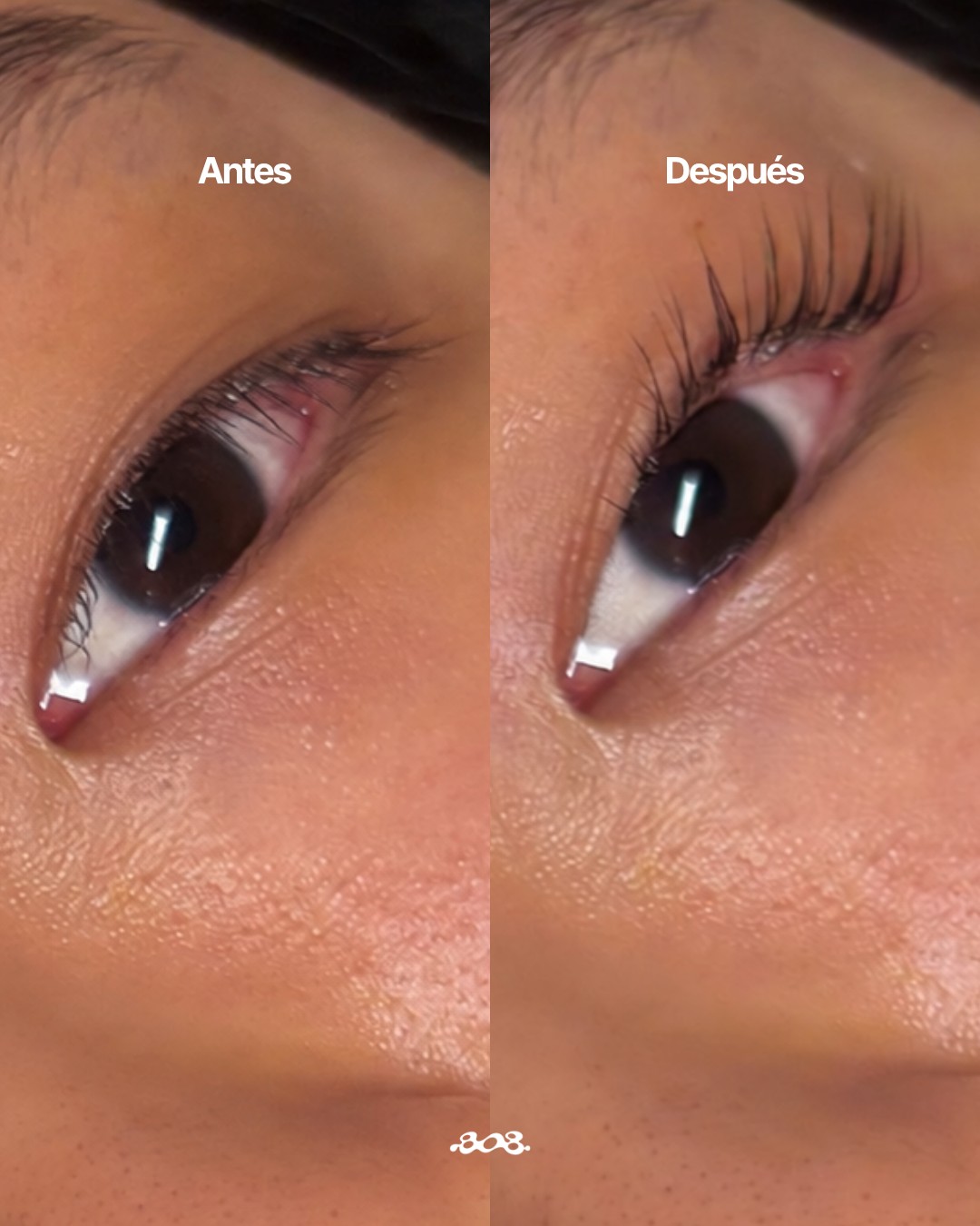 Antes y después de pestañas · trabajo 2